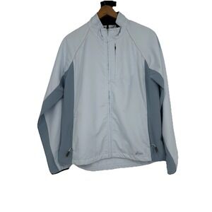 Asics Women Running Jacket Large Blue Zip Pockets Windbreaker Athleisure Outdoor